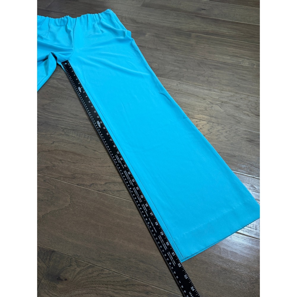 Chicos Turquoise Blue Wide Leg Pants Side Zip Elastic Back Size 1R 8R - Picture 5 of 9